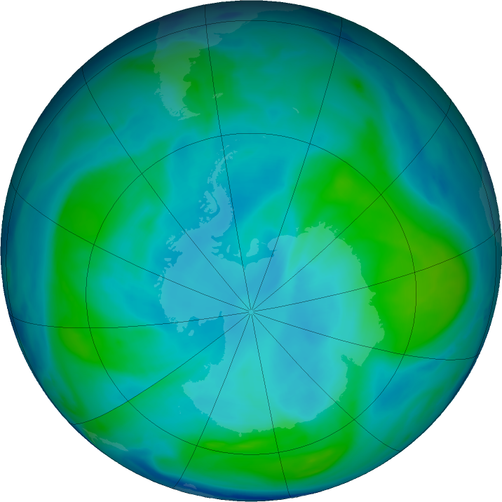 Antarctic ozone map for 09 February 2017
